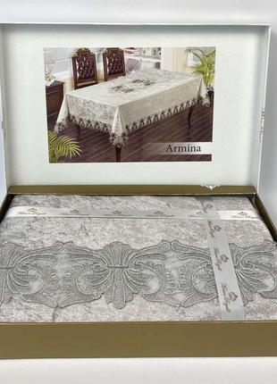 Скатерть велюр maison royale 160x300 armina grey
