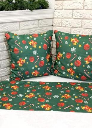 Набір новорічний "print" доріжка 35х145 + 2 наволочки 45х45 yesil *