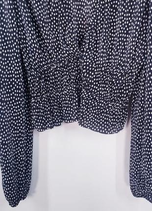 Изысканная блуза блузка в горох горошек с объемными рукавами из ткани плиссе от zara8 фото
