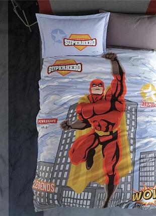 Постільна білизна clasy ранфорс 160x220 см superhero v1 gri