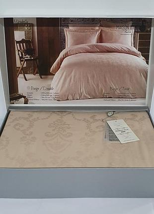 Постільна білизна maison d'or жаккард сатин 260х240 king size mirabella beige