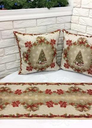 Набор новогодний дорожка 35х185 + 2 наволочки 45х45 st-135 v2