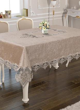 Скатерть велюр acme tekstil 160x300 melisa capiccino pvs