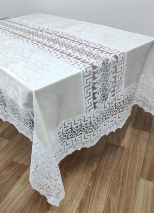 Скатерть велюр acme tekstil 160x300 vefa krem pvs