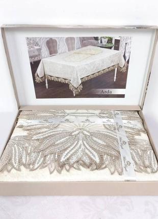 Скатертина велюр maison royale 160x350 arda cream