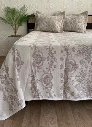 Покривало moda box 240x260 з наволочками algan kahve