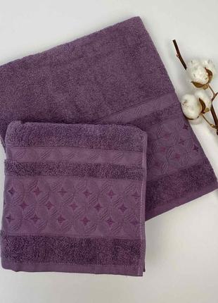 Набір рушників 2 шт hercai фіолетовий у фірмовій коробці