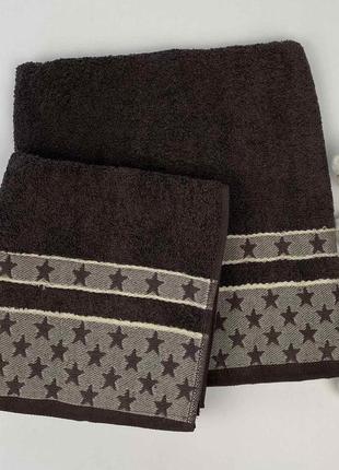 Набір рушників cottonize 2 шт. cod119 шоколадний у фірмовій коробці