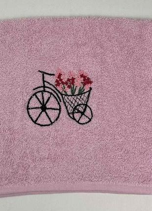Махровое кухонное полотенце happy cotton 30х50 bike pink