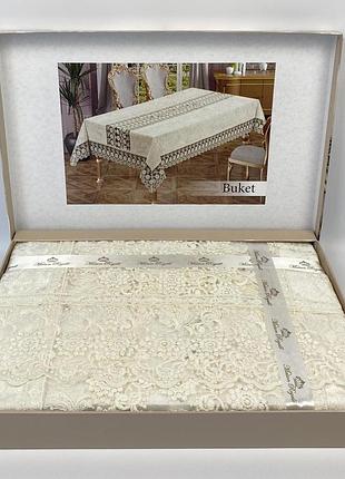 Скатерть велюр maison royale 110x160 buket cream