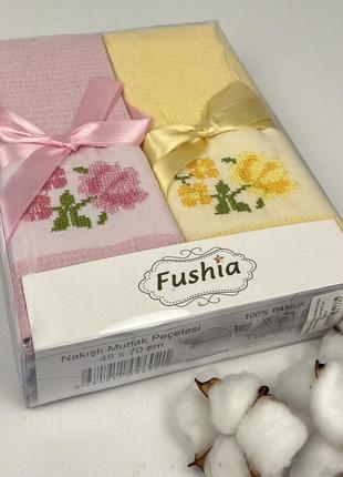Набір кухонних вафельних рушників fushia 6 шт colorful