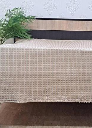 Покрывало велюр без упаковки 160х210 бежевый (1661)