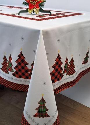 Скатертина новорічна поліестер 3d 150х220 yh-3 ялинка