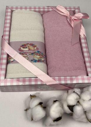 Набор кухонных полотенец fushia 2 шт pink