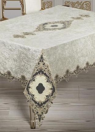 Скатерть велюр maison royale 160x400 yildiz cream