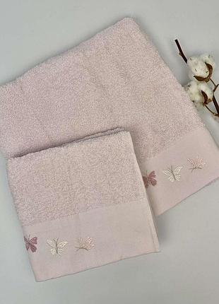 Набор полотенец 2 шт altinbasak lavin пудровый в фирменной коробке
