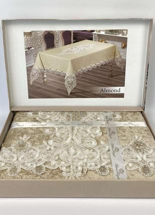 Скатерть велюр maison royale 160x300 almond cappucino