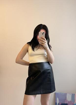 Міні спідниця з еко шкіри від new look