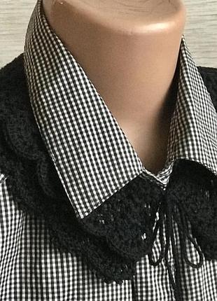 Ажурный воротничок, стильное кружево, ручная работа крючком, хлопок 100% ,цвет черный