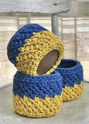 Корзина сине-желтая, патриотический декор, органайзер для хранения,кашпо для цветов,украинский сувенир,подарок