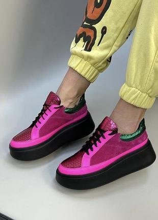 Новинка 2023! яркие кеды спорт шик натуральная кожа и замш 36-41
