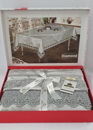 Скатерть set велюр maison royale 160x220+100x100 diamond cappucino