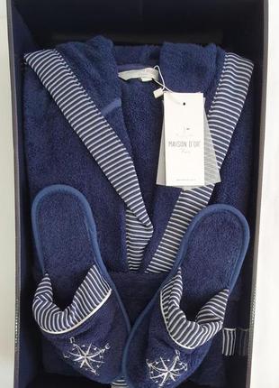Халат чоловічий maison d'or marine striped navi blu m