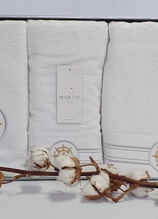 Полотенца maison d'or 3шт elegance marine white