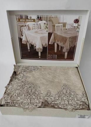 Скатерть велюр acme tekstil 110x160 queen capiccino