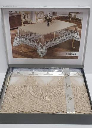 Силиконовая скатерть с кружевом maison royale 160х260 lukka cappucino
