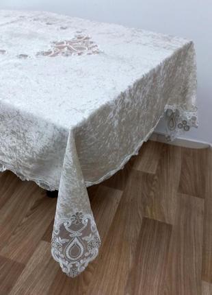 Скатертина велюр acme tekstil 160x220 damla cappucino pvs
