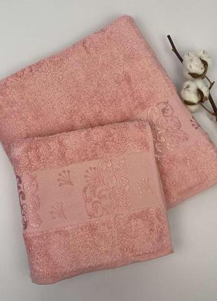 Набір рушників 2 шт sarmasik рожевий у фірмовій коробці