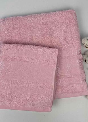 Набір рушників cottonize 2 шт. cod 137 рожевий у фірмовій коробці1 фото