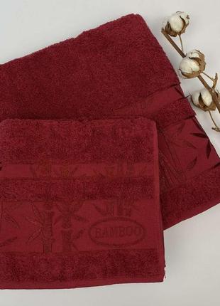 Набір рушників 2 шт bambooo-1 червоний в фірмовій коробці