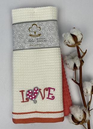 Набір кухонніх рушник 2 шт cottonize love coral