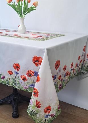 Скатертина поліестер 3d 130х180 yh-1 квіти на лузі