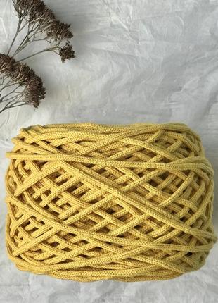 Шнур хлопковый цвет желтый 4 мм для вязания ковров,корзин,декора