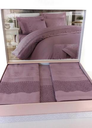 Постельное белье maison d'or roesia estee сатин с кружевом 200х220 lilac