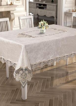 Скатерть велюр acme tekstil 160x300 melisa krem pvs