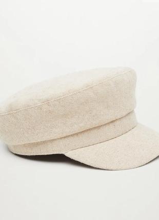 Кепка льон мішковина молочна манго