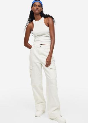 Білі джинси палаццо карго h&m, нова колекція 2023 zara, mango,