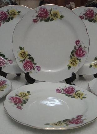 Красивые тарелки - 23 см набор 6 шт фарфор старый китай №932