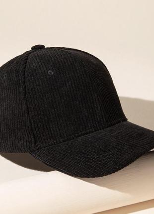 Нова вельветова трендова кепка у чорному кольорі унісекс1 фото