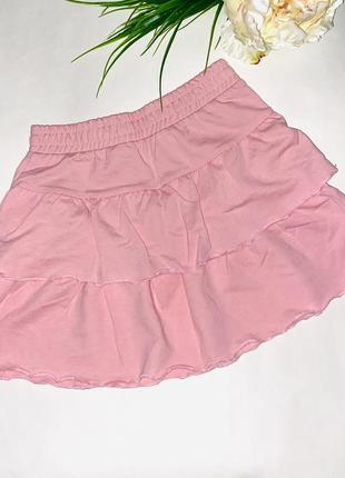 Спідниця ніжно рожевого кольору, двоярусна. пояс на резинці.//  розмір: 134/140