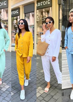 Костюм легкий рубашка и щтаны креп-жатка