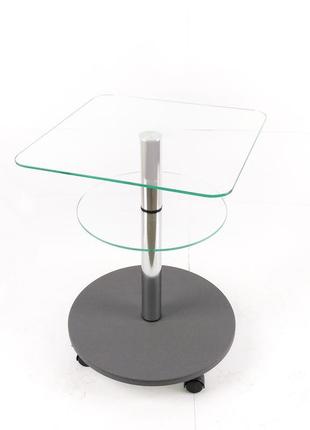Скляний журнальний стіл квадратний commus bravo light400 kv6 clear-gray-chr502 фото