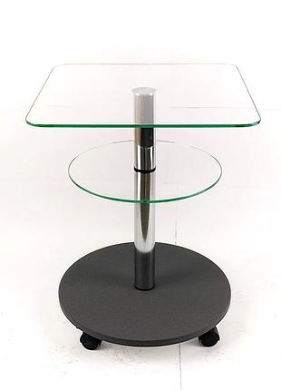 Скляний журнальний стіл квадратний commus bravo light400 kv6 clear-gray-chr50