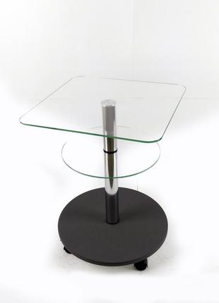 Скляний журнальний стіл квадратний commus bravo light400 kv6 clear-gray-chr507 фото