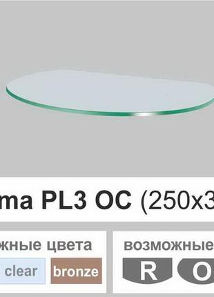 Поличка скляна настінна навісна овальна commus pl3 oc (250х360х8мм)1 фото