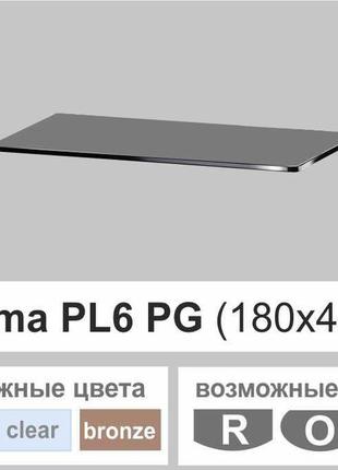 Полиці скло настінні навісні прямокутні commus pl6 pg (180х440х8мм)